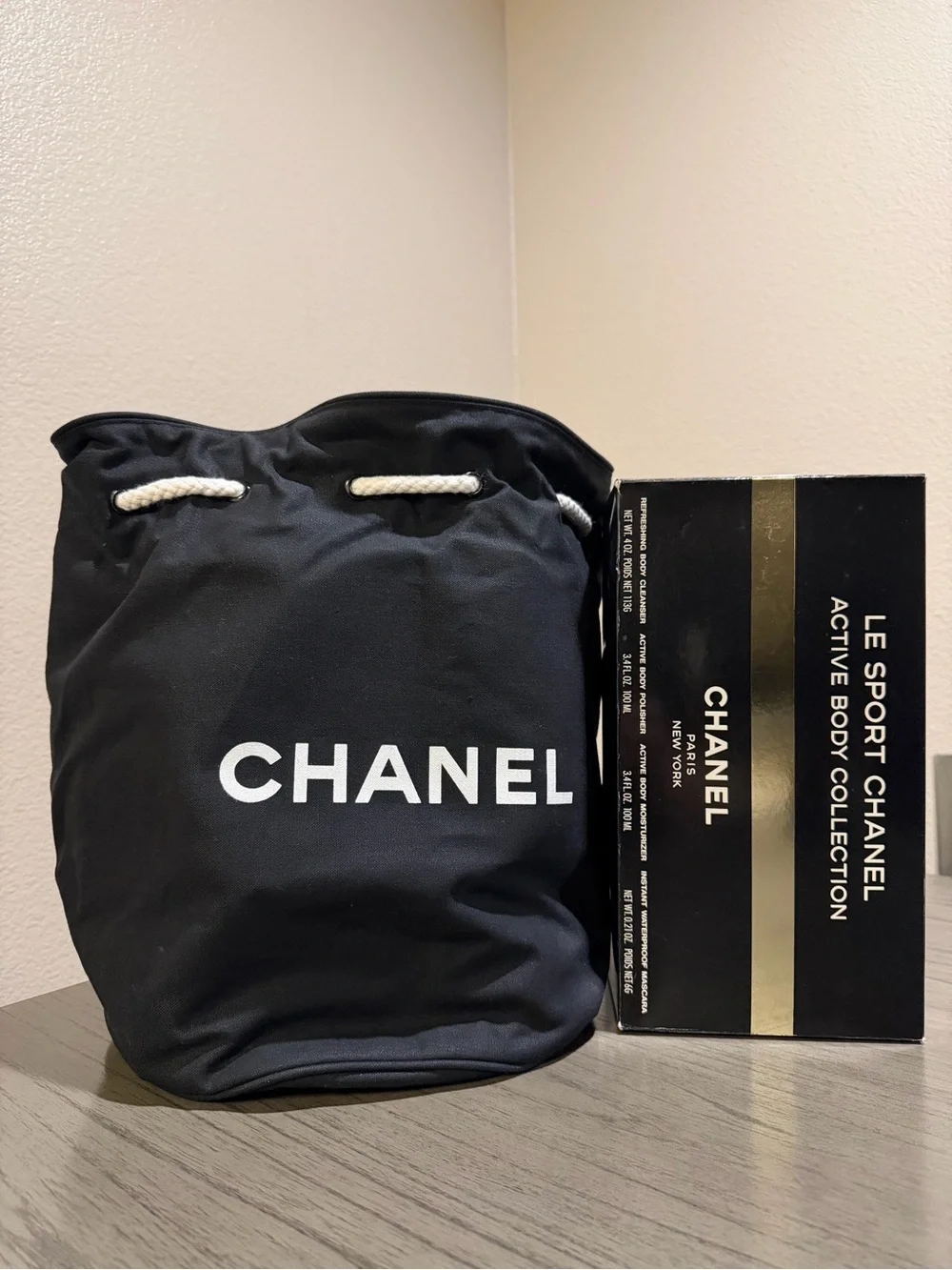 CHANEL Black Canvas Duffel Bag